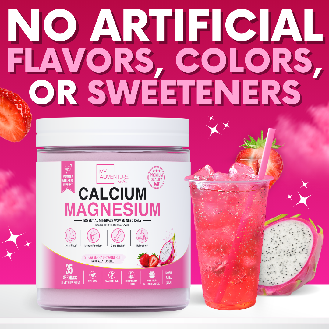 Strawberry Dragon Fruit Calcium Magnesium - 30 Servings | Zero Sugar Stress & Cramp Support