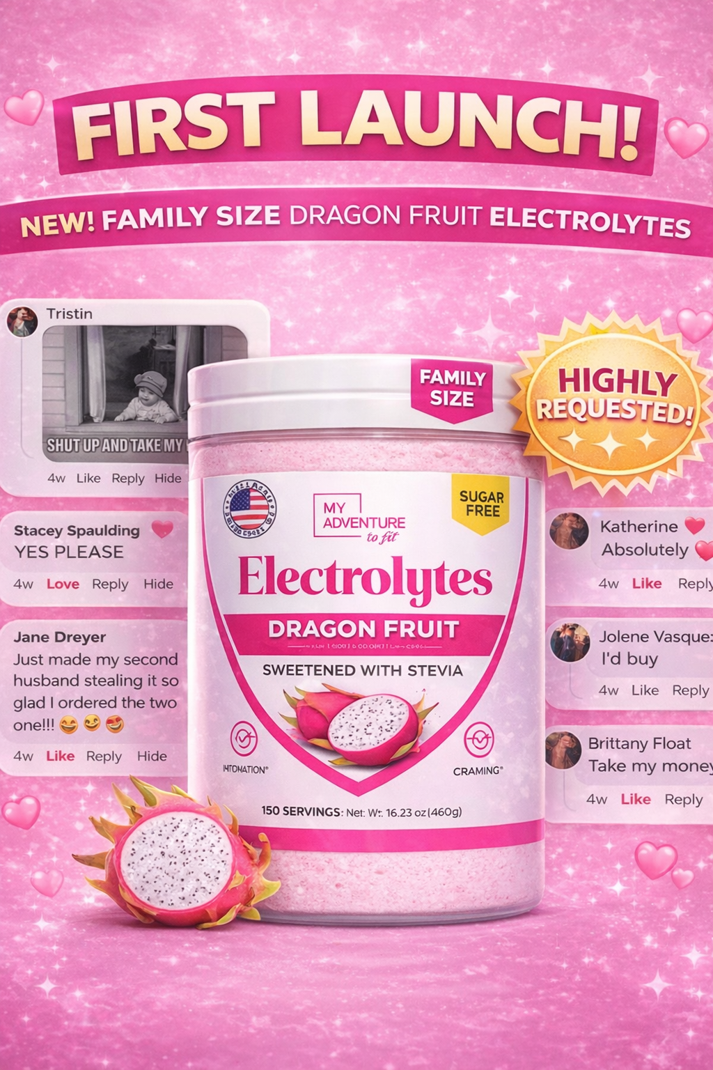 PRE-ORDER - Electrolytes - Dragon Fruit - Family Size