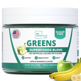 Apple Banana Greens Superfood Blend – Daily Greens Powder with Inulin Prebiotic for Gut Health & Digestion, Zero Sugar