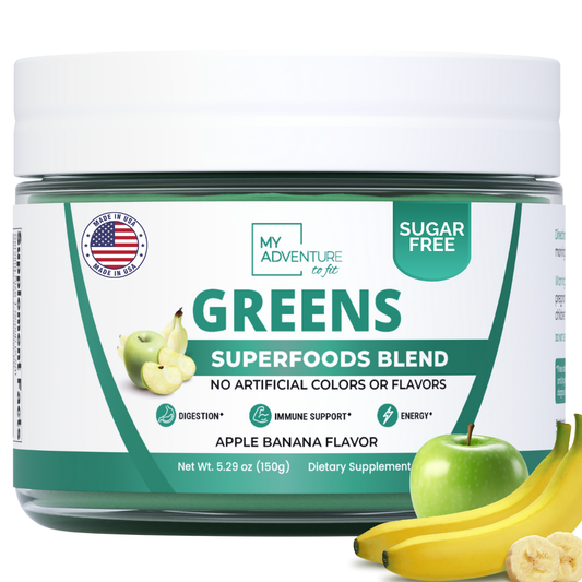Apple Banana Greens Superfood Blend – Daily Greens Powder with Inulin Prebiotic for Gut Health & Digestion, Zero Sugar