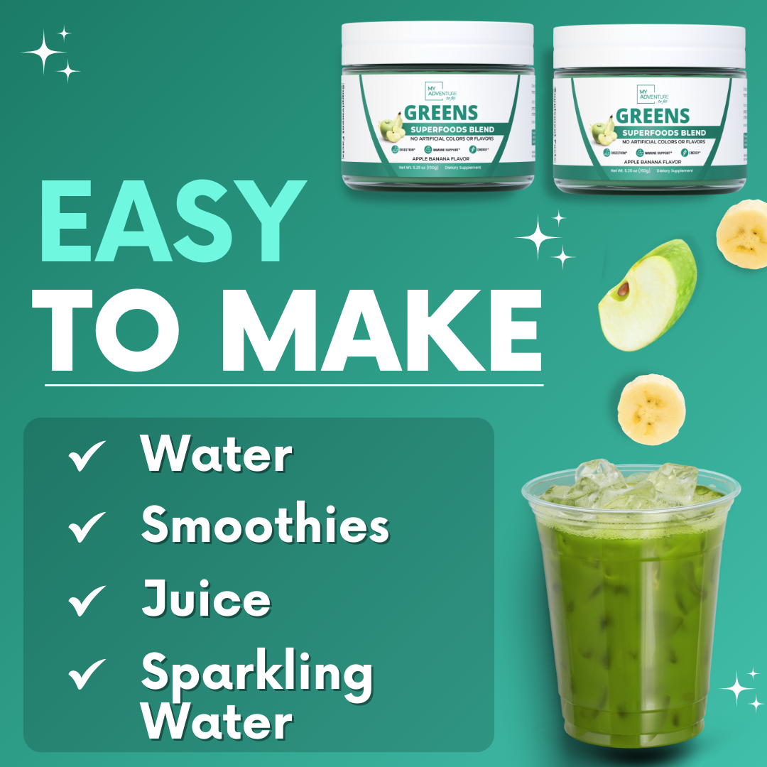 Apple Banana Greens Superfood Blend – Daily Greens Powder with Inulin Prebiotic for Gut Health & Digestion, Zero Sugar