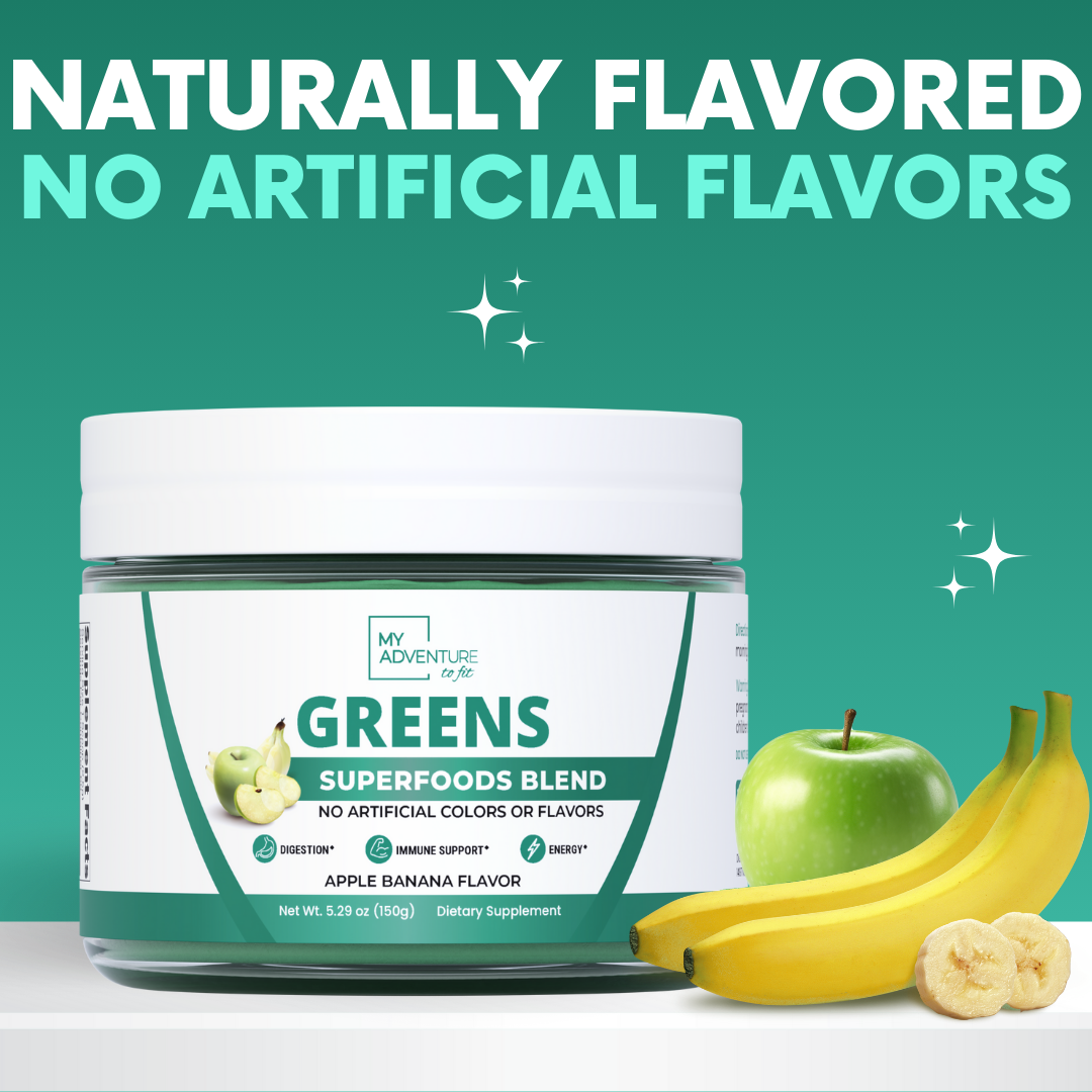 Apple Banana Greens Superfood Blend – Daily Greens Powder with Inulin Prebiotic for Gut Health & Digestion, Zero Sugar