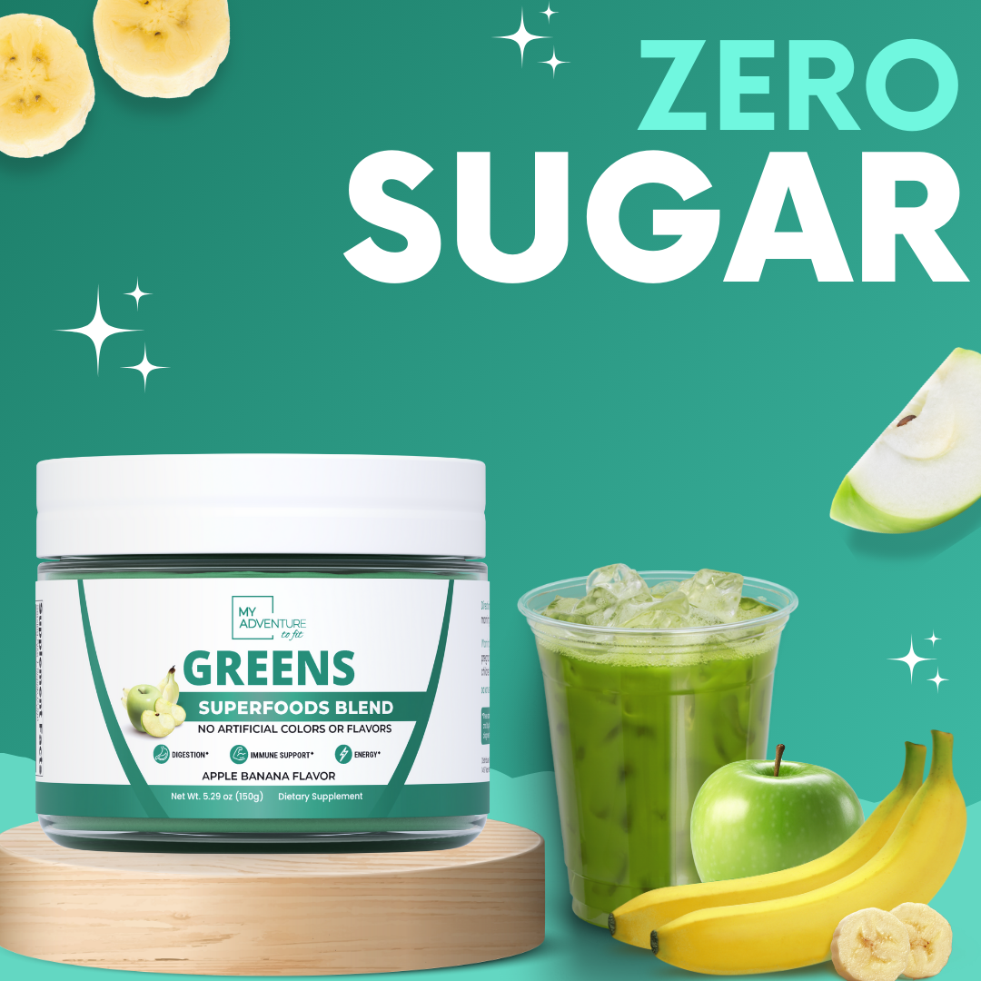 Apple Banana Greens Superfood Blend – Daily Greens Powder with Inulin Prebiotic for Gut Health & Digestion, Zero Sugar