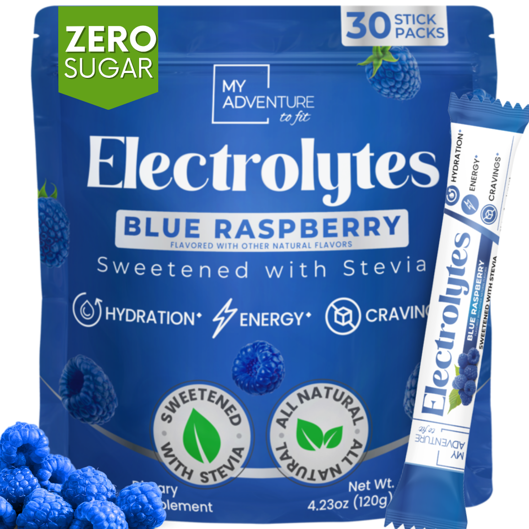 Blue Raspberry Electrolytes My Adventure to Fit Canister Tiffany Plate Tiktok Hydration Powder Drink Sugar Free 