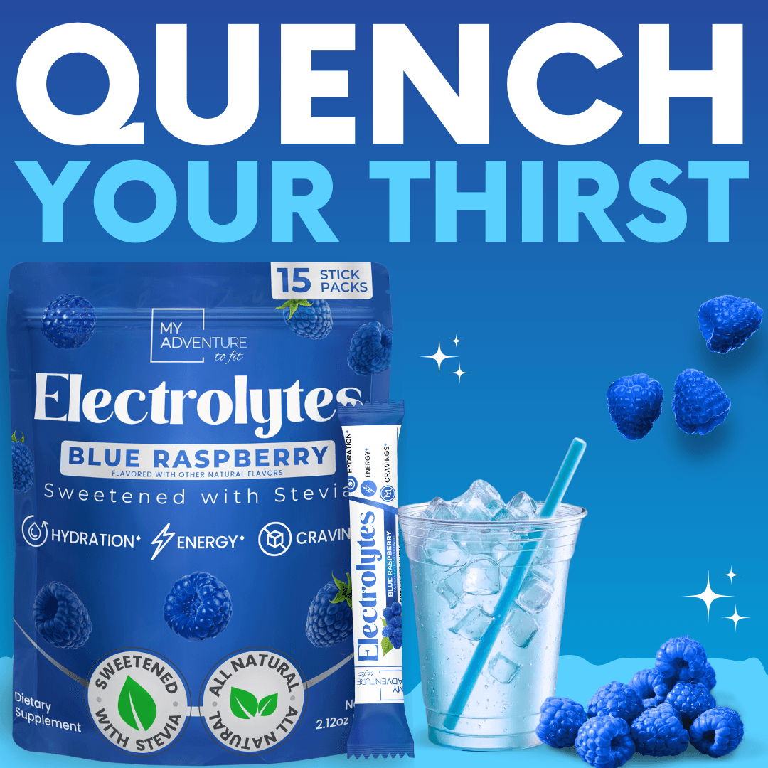 Blue Raspberry Electrolytes My Adventure to Fit Canister Tiffany Plate Tiktok Hydration Powder Drink Sugar Free  