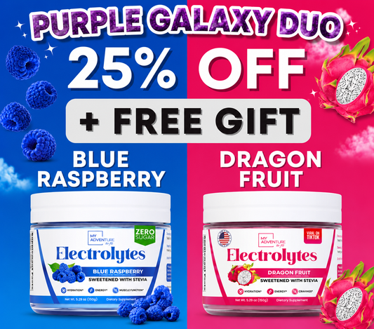 25% OFF - My Adventure to Fit Electrolytes Purple Galaxy Jars Bundle – Dragon Fruit & Blue Raspberry (Sugar-Free, Keto, 25% Off)
