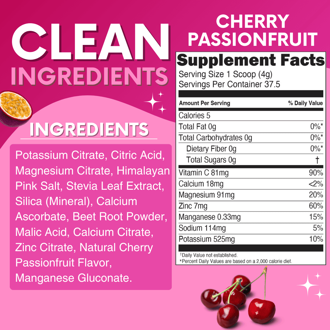 Cherry Passionfruit Electrolytes Powder My Adventure to Fit Tiffany Plate Sugar Free Hydration Mix