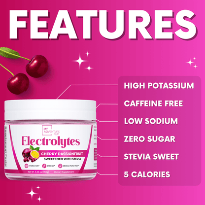 Cherry Passionfruit Electrolytes Powder My Adventure to Fit Tiffany Plate Sugar Free Hydration Mix