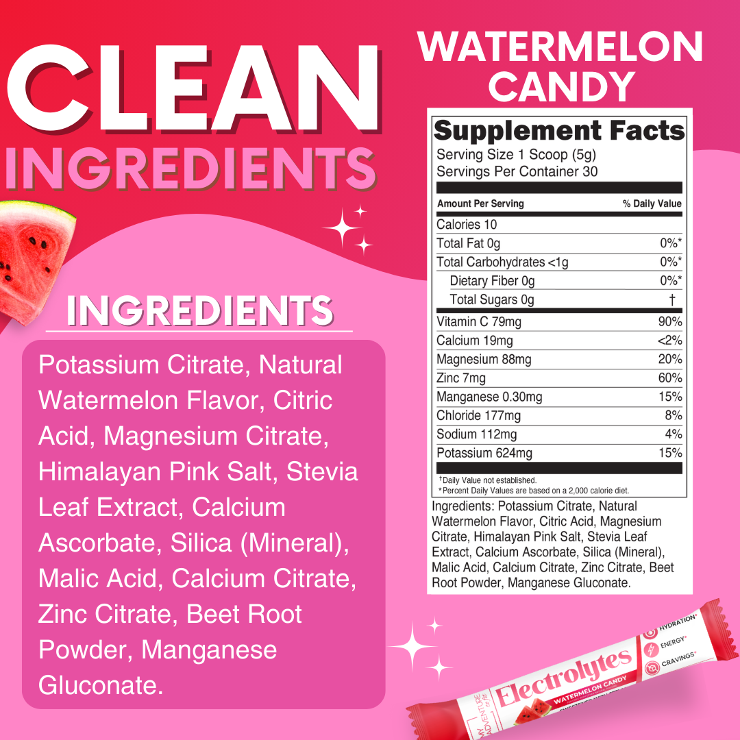 watermelon candy electrolytes stick packs my adventure to fit dye free no artificial flavors stevia sweetened low carb keto best tasting electrolytes 
