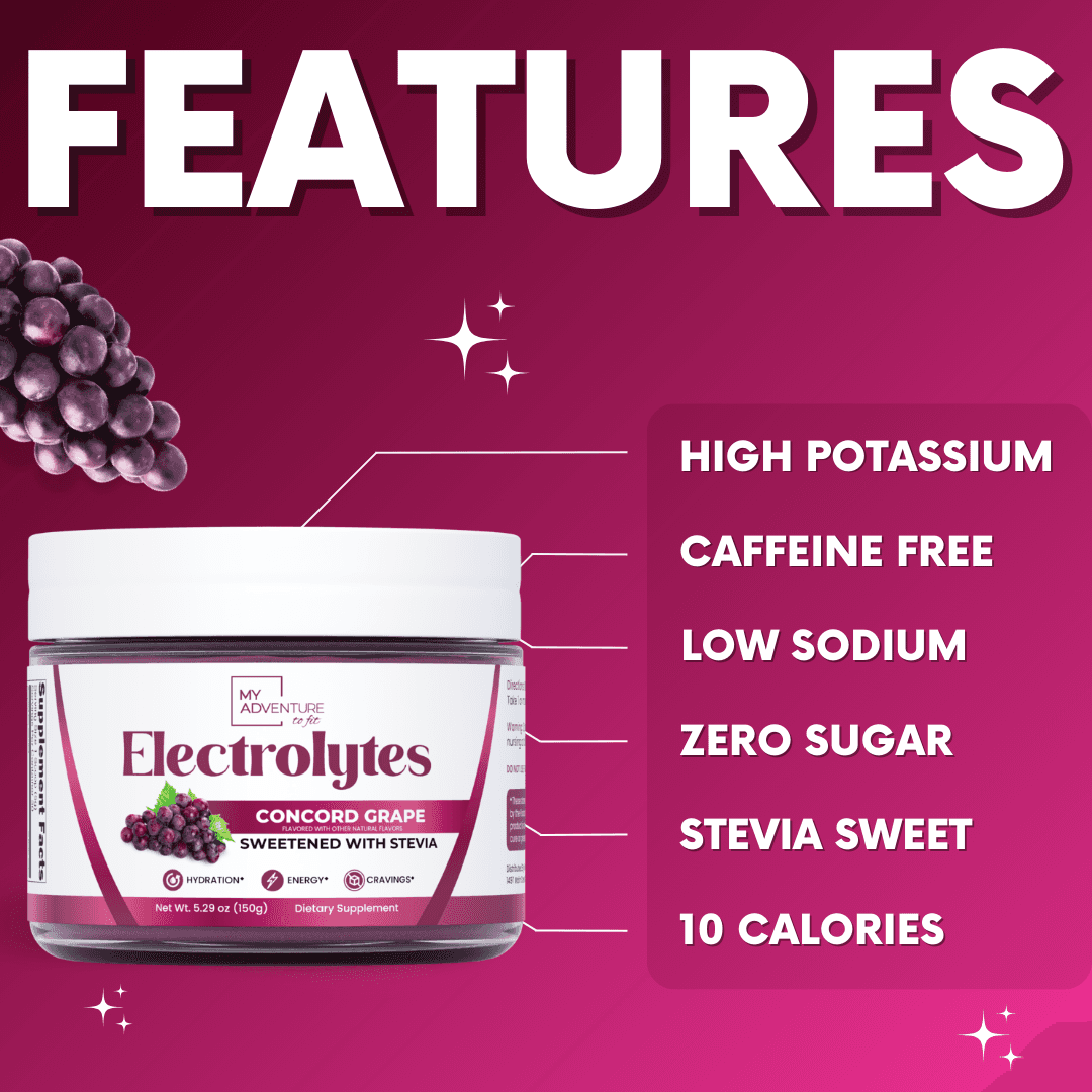 Grape Electrolytes Powder My Adventure to Fit Tiffany Plate Sugar Free Hydration Drink Mix 