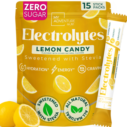 Lemon Candy Electrolytes | ZERO SUGAR Hydration | 15 Count Sticks