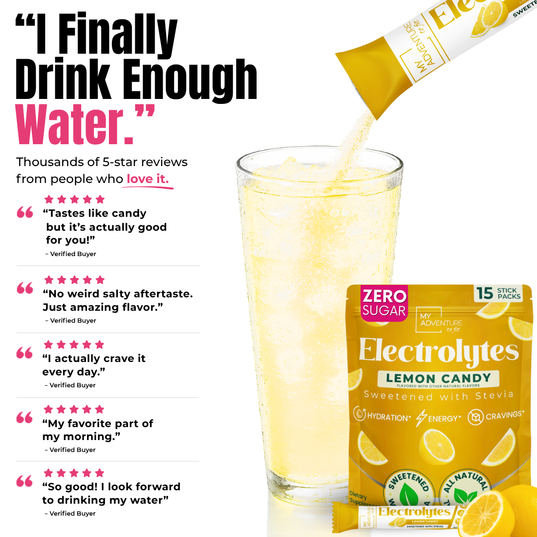 Lemon Candy Electrolytes | ZERO SUGAR Hydration | 15 Count Sticks