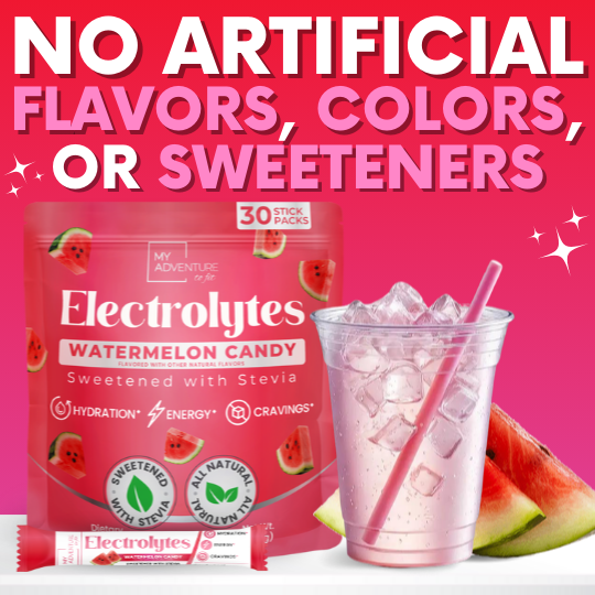 Watermelon Candy Electrolytes – Stick Packs 30 Ct | Zero Sugar Hydration