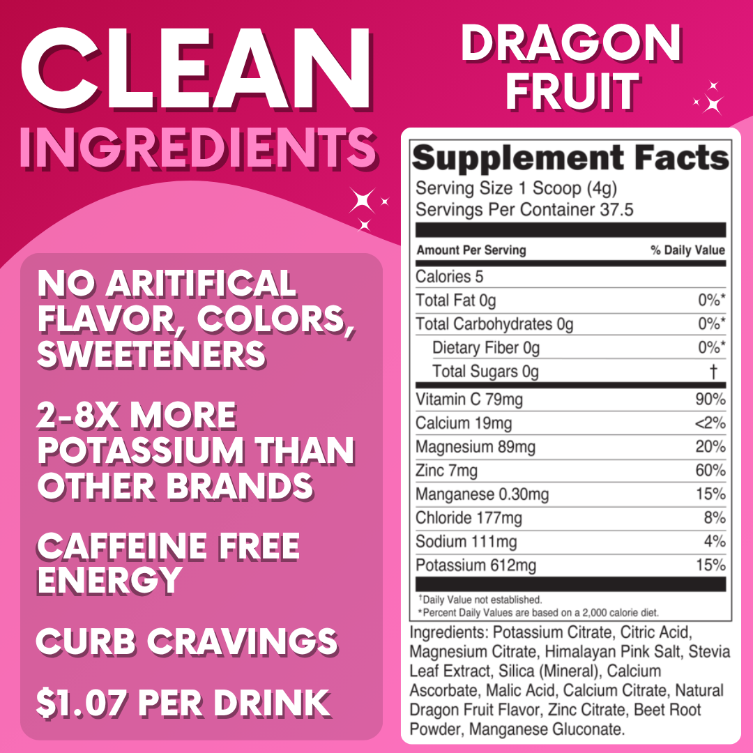 Dragon Fruit Electrolytes – 37 Serving Canister | Zero Sugar Hydration