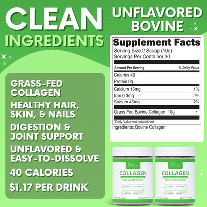 Collagen - Grass Fed Bovine | Unflavored Protein for Skin, Hair, Nails & Joints