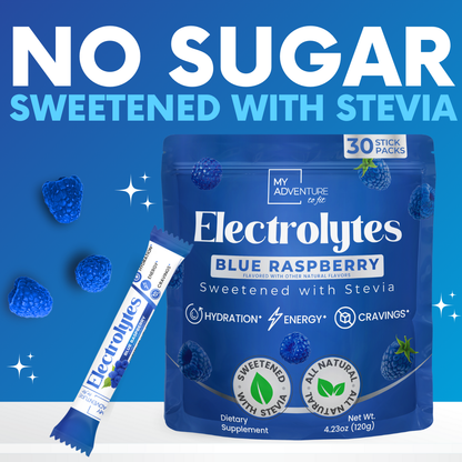 Blue Raspberry Electrolytes – Stick Packs | Zero Sugar Hydration