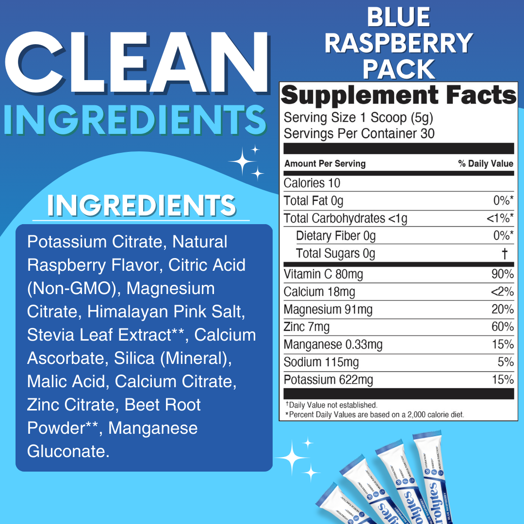 Electrolytes - Blue Raspberry Stick Packs - 15 count