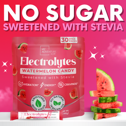 Watermelon Candy Electrolytes – Stick Packs 30 Ct | Zero Sugar Hydration
