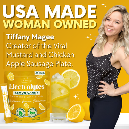 Lemon Candy Electrolytes Powder Stick Pack - 30 Servings - Zero Sugar - No Artificial Flavors, Colors or Sweeteners - 15 Sticks - 2-8X More Potassium - No Salty Taste - Refreshing Hydration - Caffeine Free Energy - Vegan, Keto & Paleo