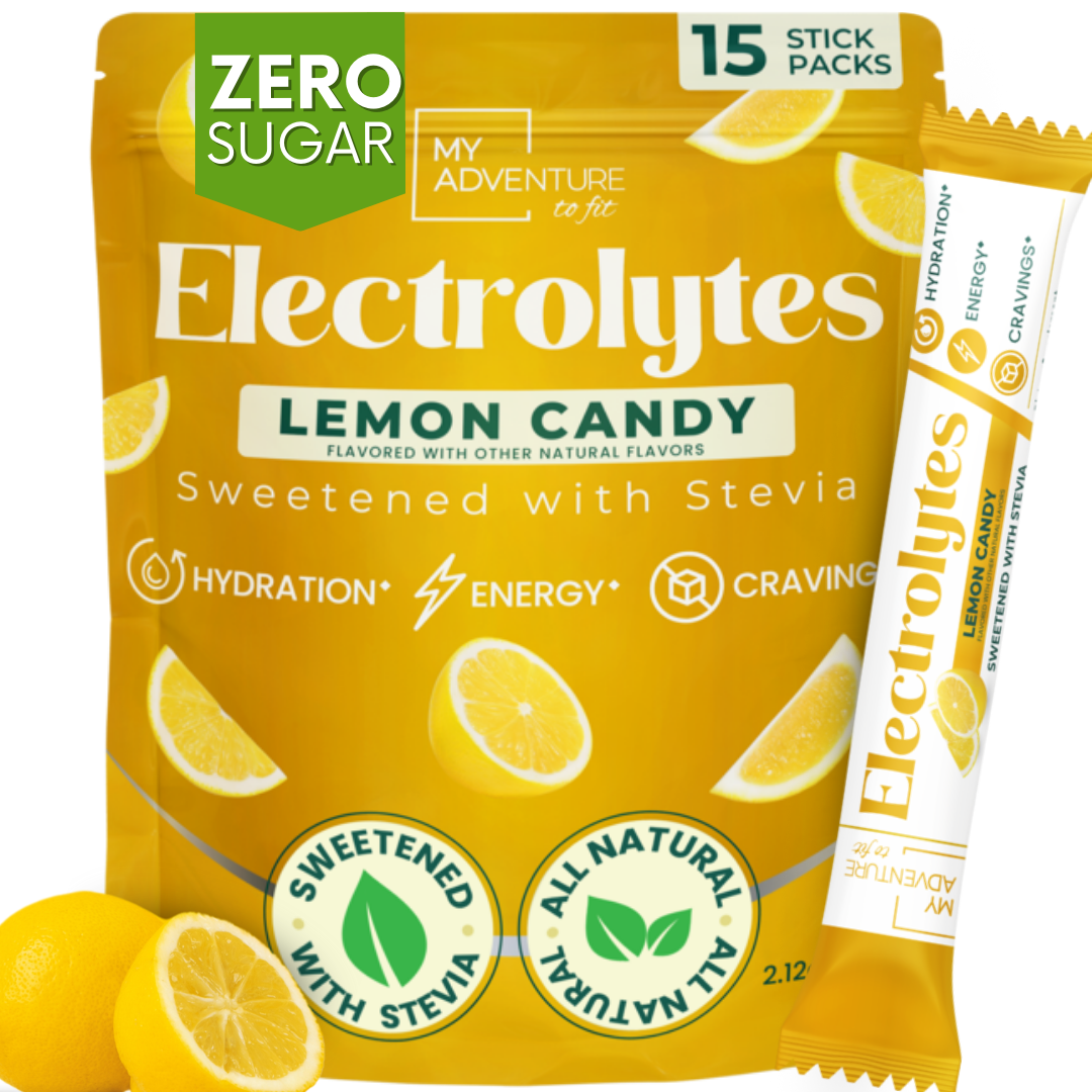 Lemon Electrolytes Drink Powder Mix My Adventure to Fit Tiffany Plate Tiktok Sugar Free Hydration 15 count 