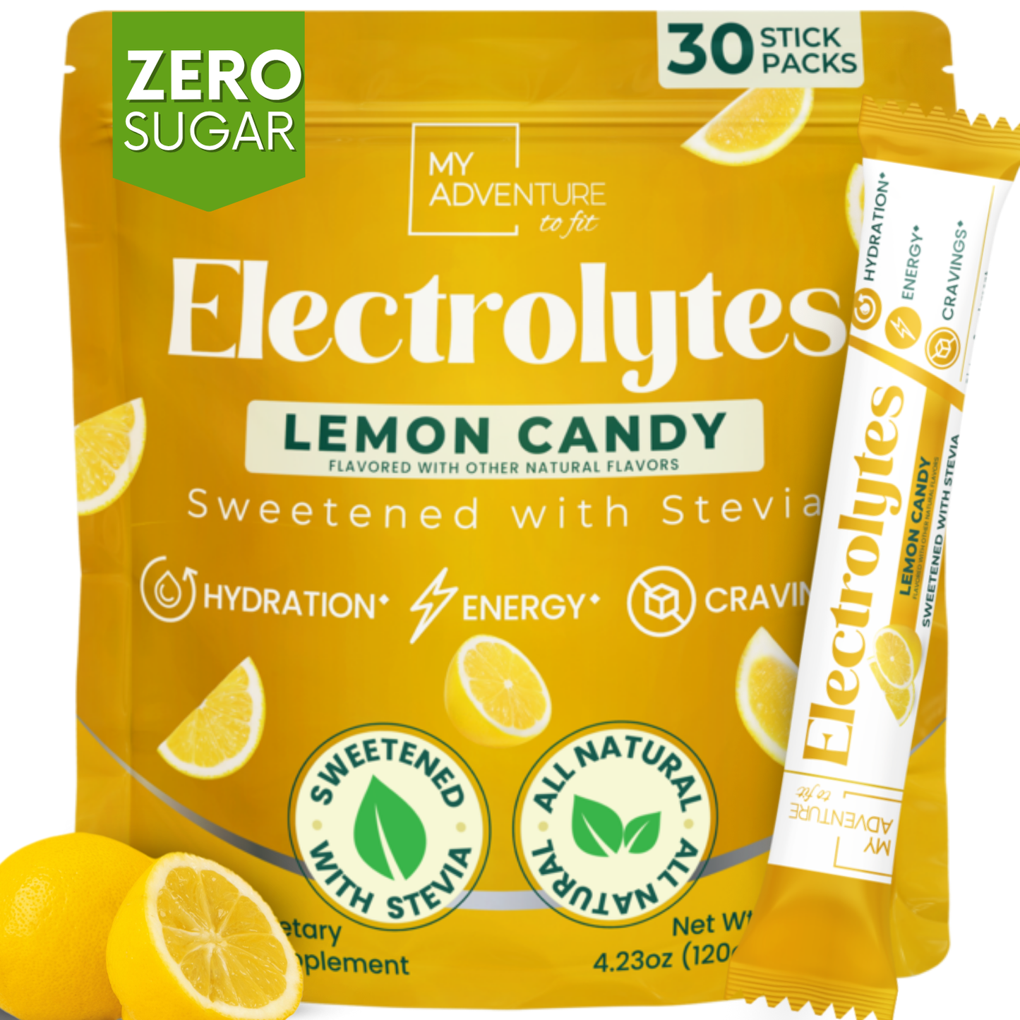 Lemon Electrolytes Drink Powder Mix My Adventure to Fit Tiffany Plate Tiktok Sugar Free Hydration 30 count 