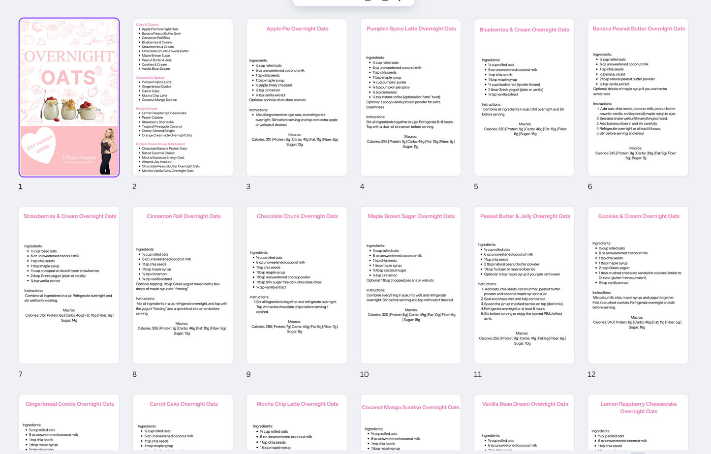 Free Overnight Oats Recipe Book PDF Instant Download by Tiffany Magee