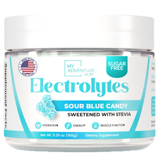 Sour Blue Candy Electrolyte Drink Mix Powder My Adventure to Fit Sugar Free Hydration Tiffany Plate Jar