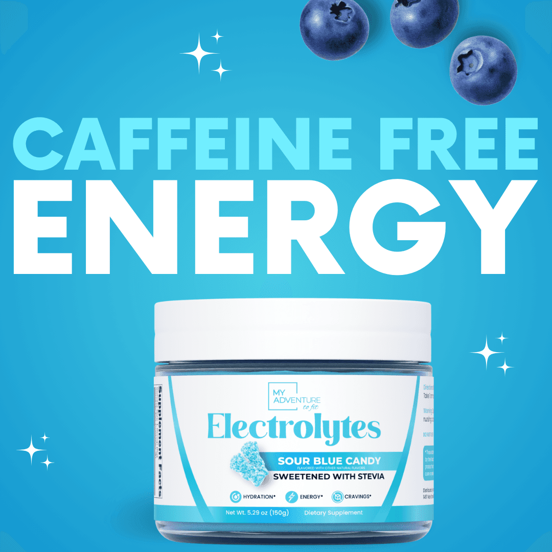 Sour Blue Candy Electrolytes Caffeine Free Energy Low Calorie Drink Mix Powder My Adventure to Fit Sugar Free Hydration Tiffany Plate Jar