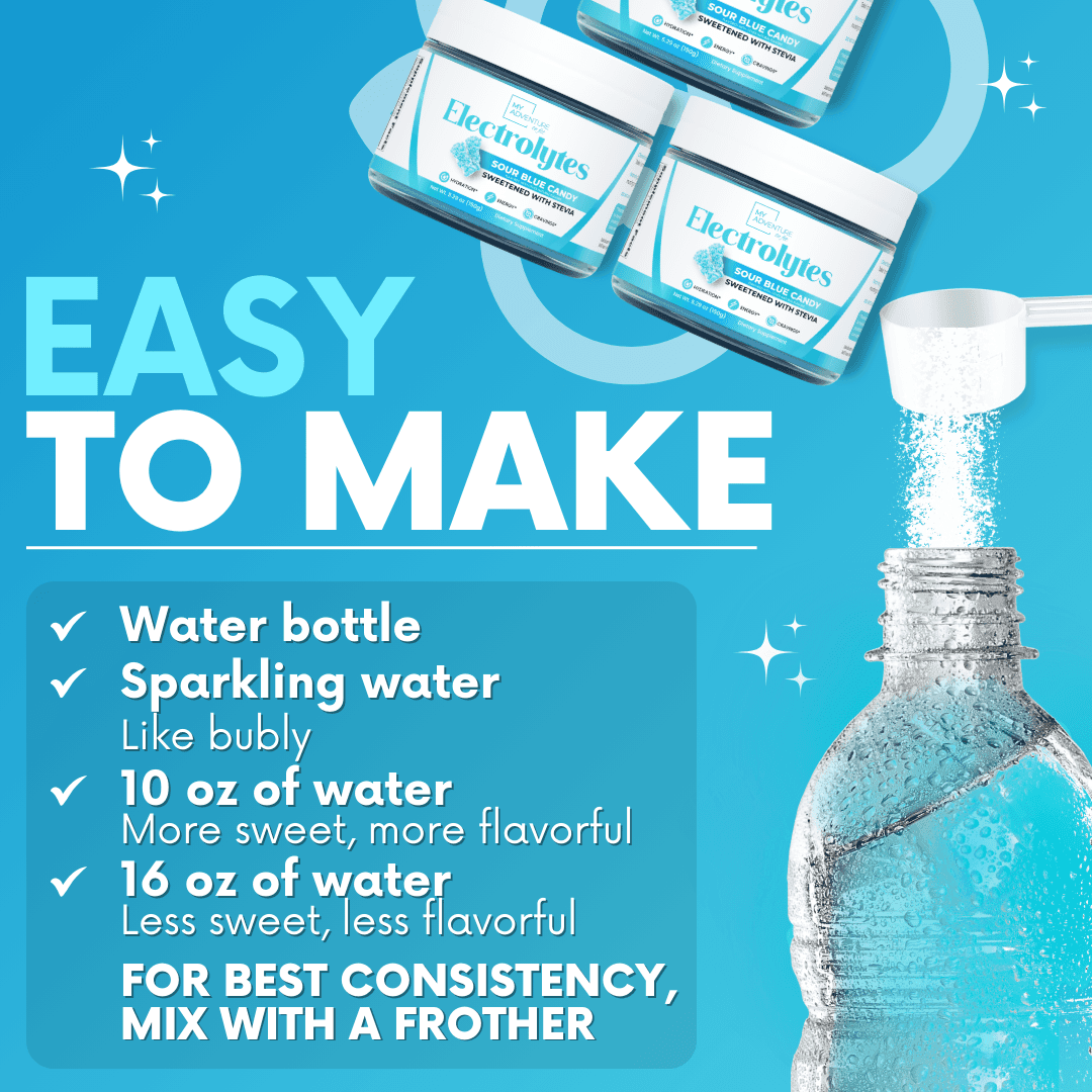 Sour Blue Candy Electrolytes Sugar Free Low Calorie Drink Mix Powder My Adventure to Fit Sugar Free Hydration Tiffany Plate Jar
