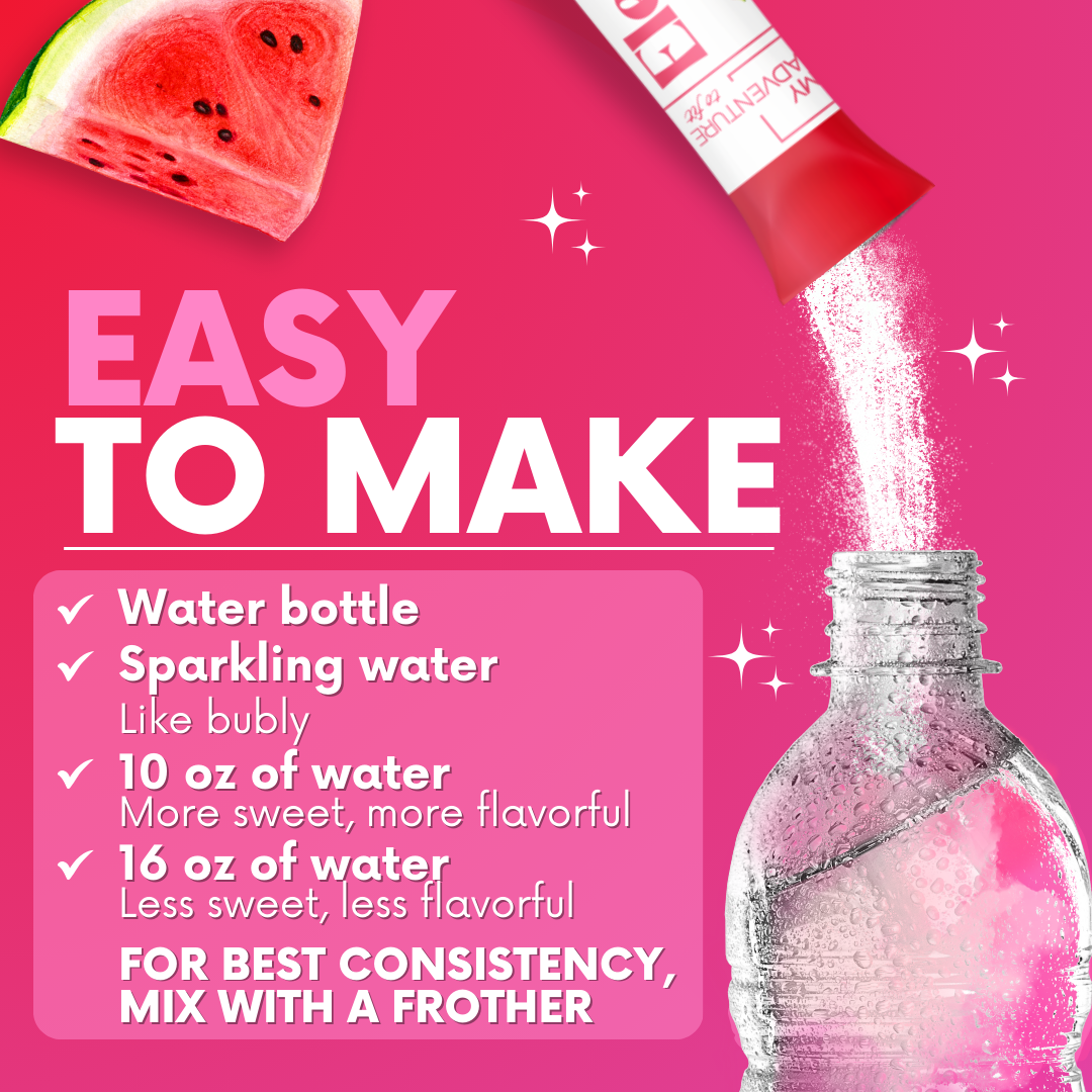 easy to make drink mix, simply mix with water stir or shake and drink - quench your thirst with sugar free watermelon candy electrolytes 