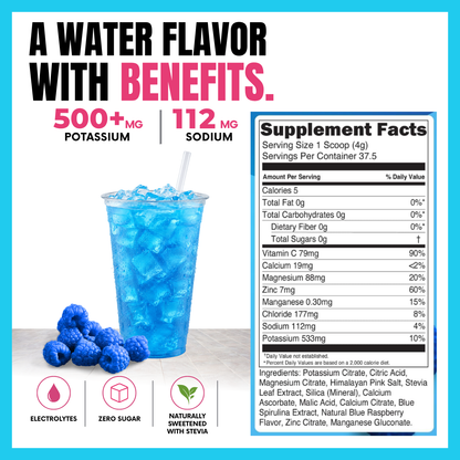 Blue Raspberry Electrolytes – 37 Serving Canister | Zero Sugar Hydration