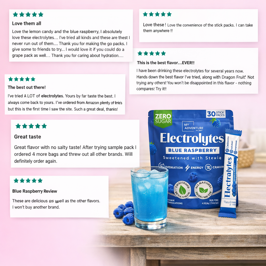 Blue Raspberry Electrolytes – Stick Packs | Zero Sugar Hydration