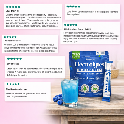 Blue Raspberry Electrolytes – Stick Packs | Zero Sugar Hydration