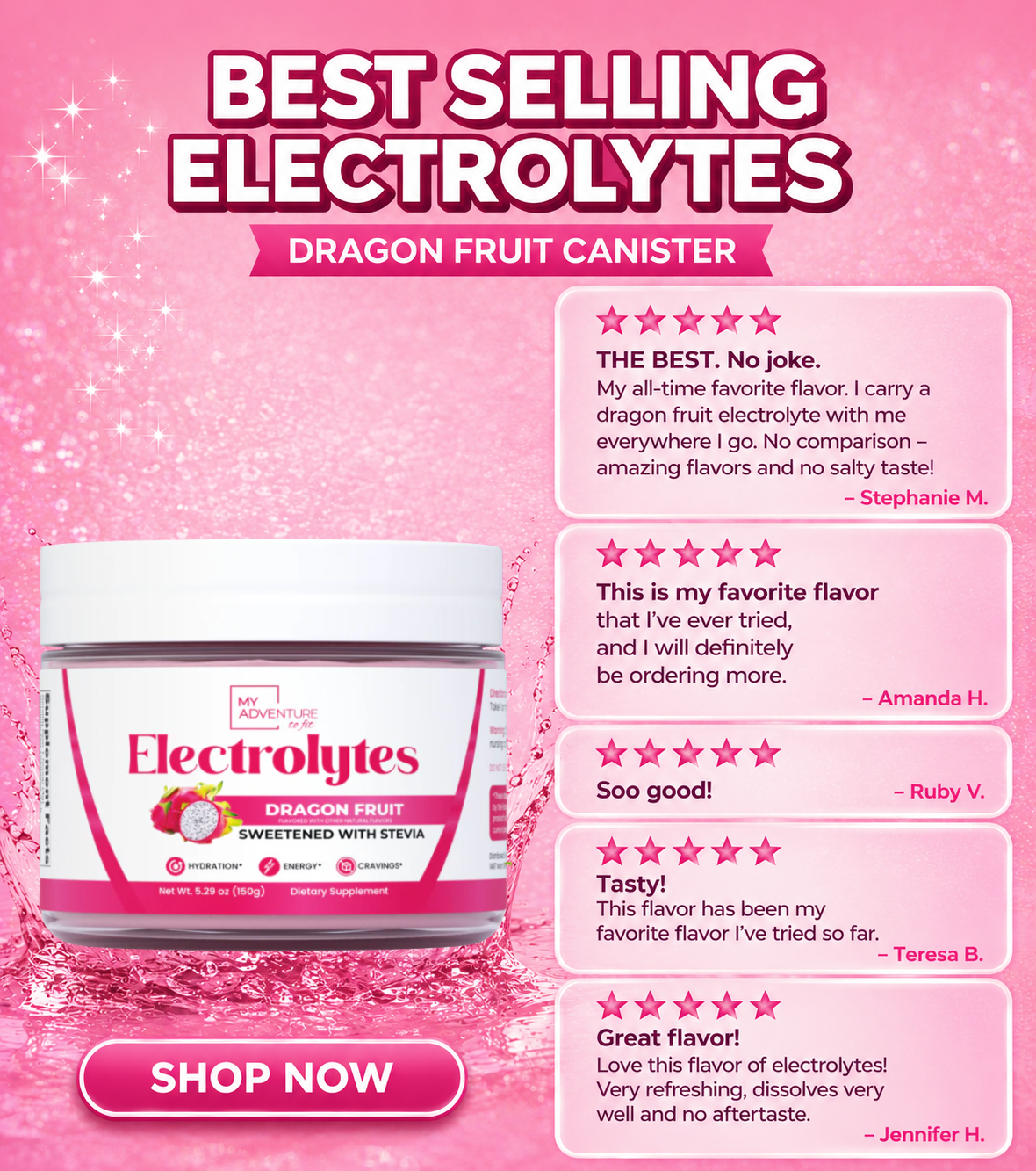 Dragon Fruit Electrolytes – 37 Serving Canister | Zero Sugar Hydration