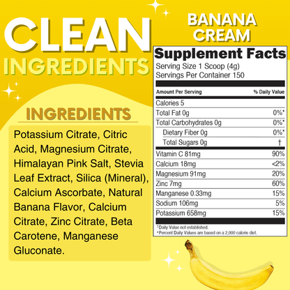 Electrolytes - Banana Cream - Family Size - My Adventure to Fit supplement facts