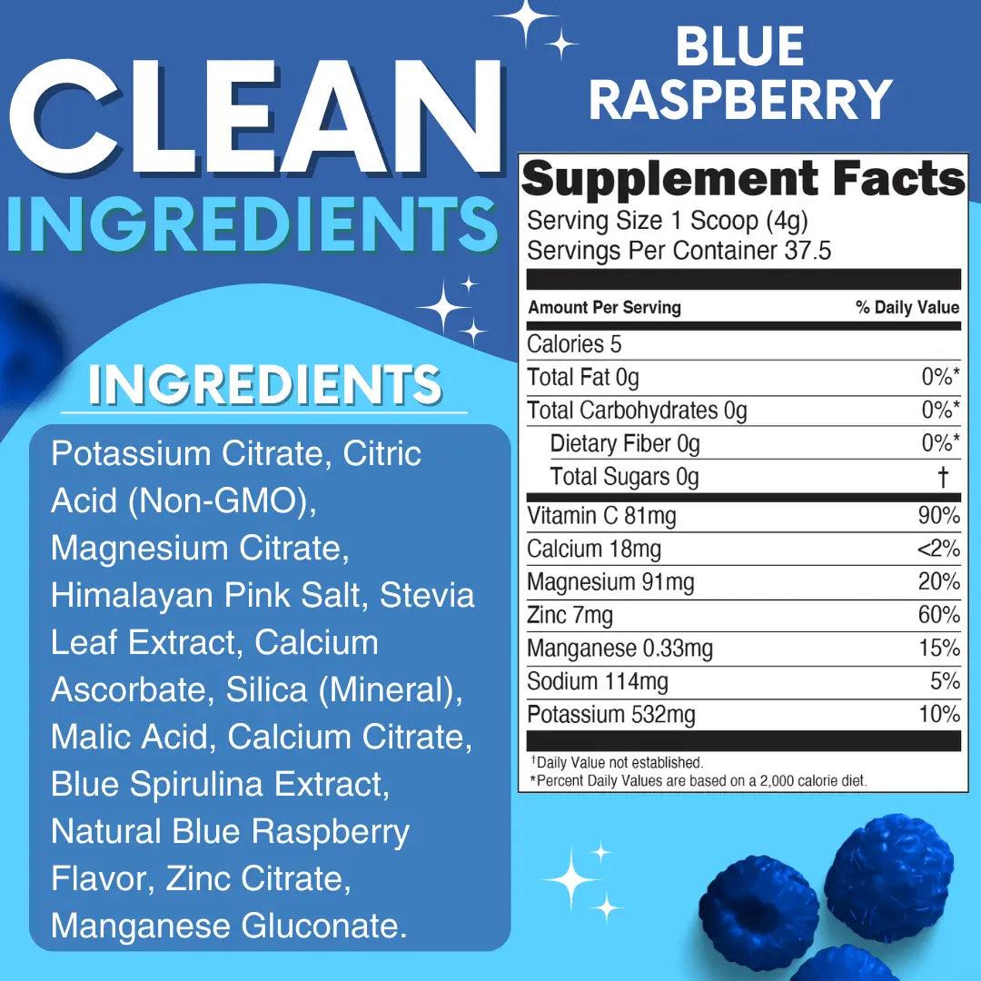 Electrolytes - Blue Raspberry - My Adventure to Fit supplement facts