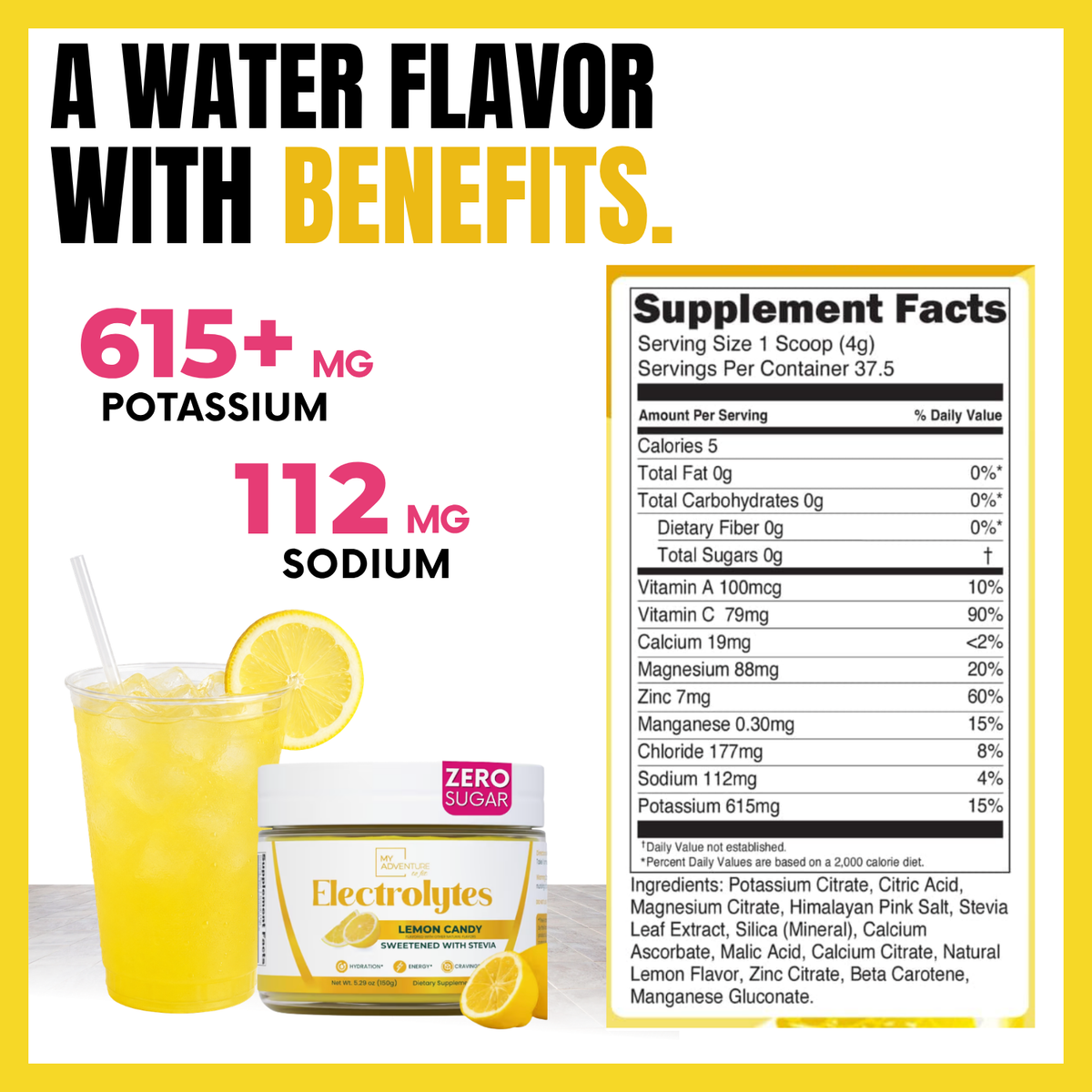 Lemon Candy Electrolytes - 37 Servings | Zero Sugar Hydration