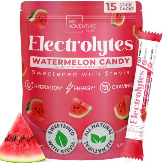 watermelon candy electrolytes stick packs my adventure to fit dye free no artificial flavors stevia sweetened low carb keto best tasting electrolytes 